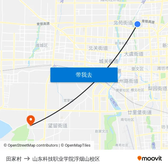 田家村 to 山东科技职业学院浮烟山校区 map