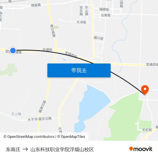 东南庄 to 山东科技职业学院浮烟山校区 map