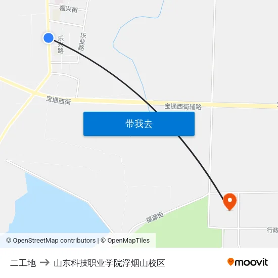 二工地 to 山东科技职业学院浮烟山校区 map