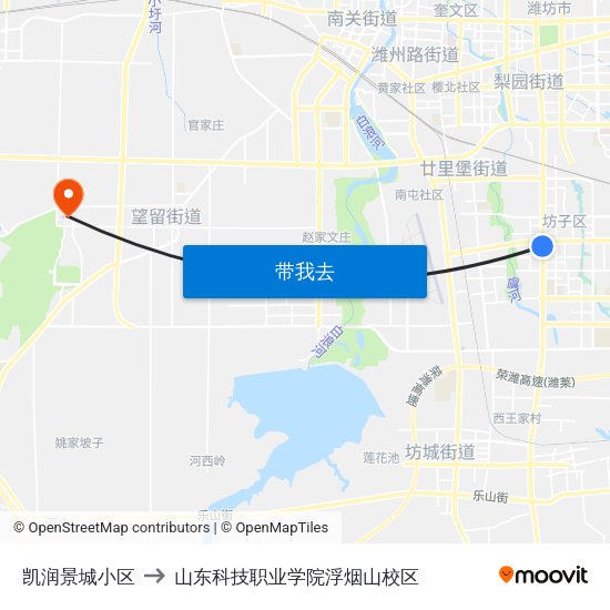 凯润景城小区 to 山东科技职业学院浮烟山校区 map