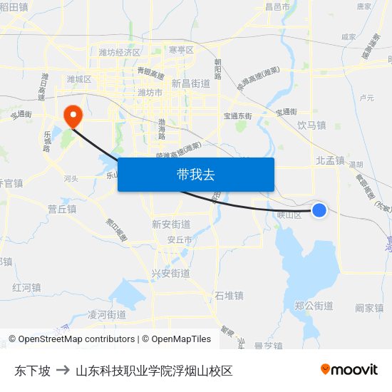 东下坡 to 山东科技职业学院浮烟山校区 map