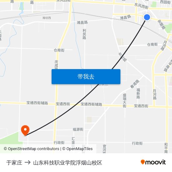 于家庄 to 山东科技职业学院浮烟山校区 map