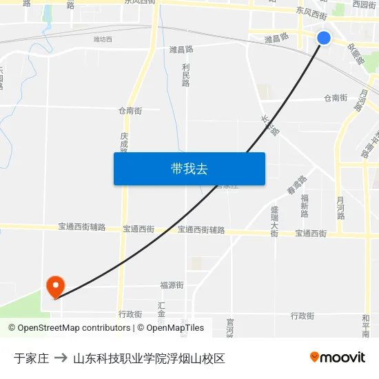 于家庄 to 山东科技职业学院浮烟山校区 map