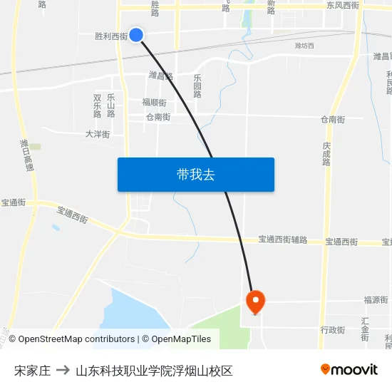 宋家庄 to 山东科技职业学院浮烟山校区 map