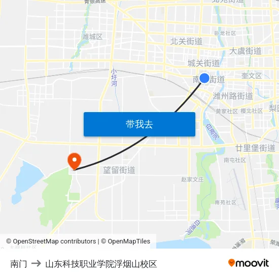 南门 to 山东科技职业学院浮烟山校区 map
