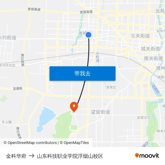 金科华府 to 山东科技职业学院浮烟山校区 map