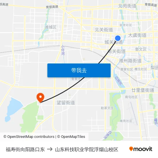 福寿街向阳路口东 to 山东科技职业学院浮烟山校区 map