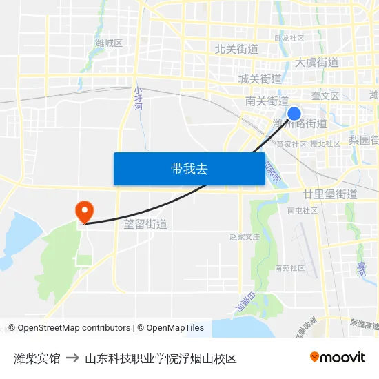 潍柴宾馆 to 山东科技职业学院浮烟山校区 map