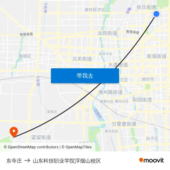 东寺庄 to 山东科技职业学院浮烟山校区 map