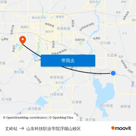丈岭站 to 山东科技职业学院浮烟山校区 map