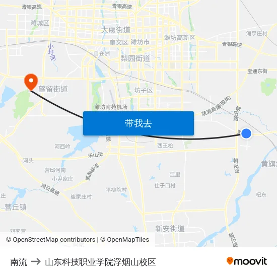 南流 to 山东科技职业学院浮烟山校区 map