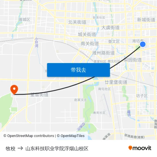 牧校 to 山东科技职业学院浮烟山校区 map