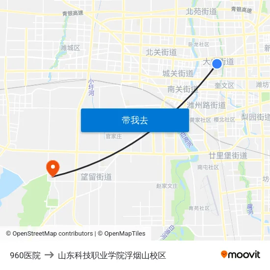960医院 to 山东科技职业学院浮烟山校区 map