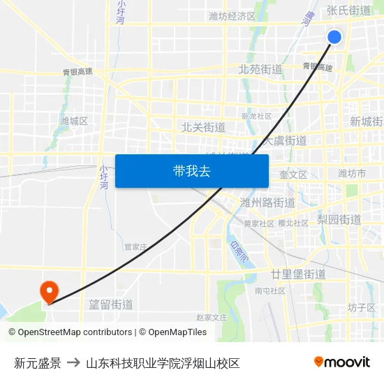 新元盛景 to 山东科技职业学院浮烟山校区 map