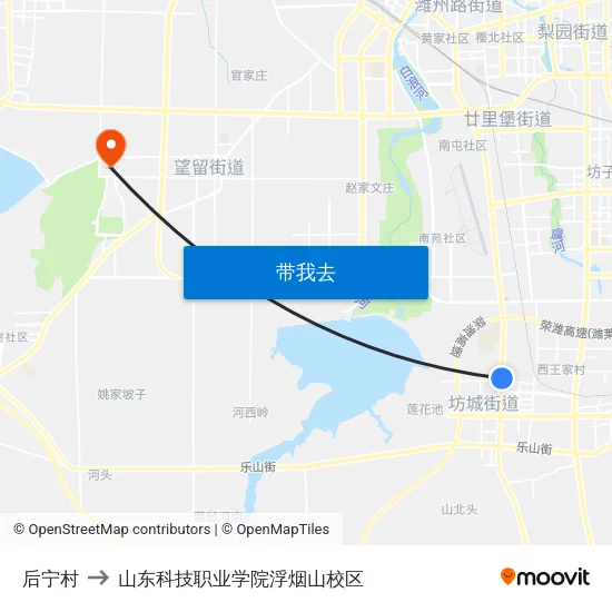 后宁村 to 山东科技职业学院浮烟山校区 map