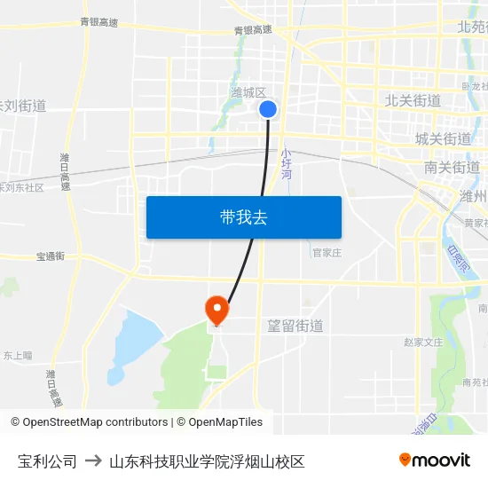 宝利公司 to 山东科技职业学院浮烟山校区 map