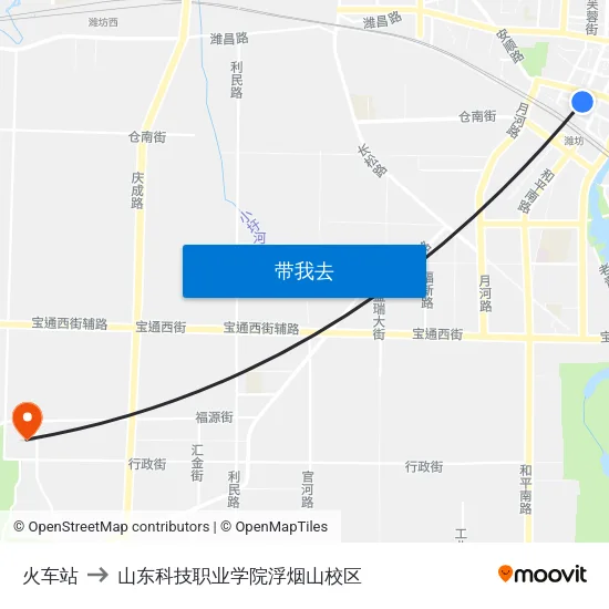 火车站 to 山东科技职业学院浮烟山校区 map