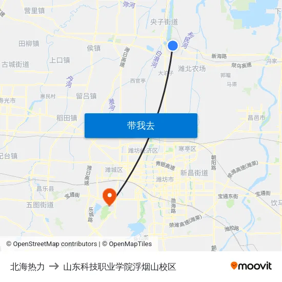 北海热力 to 山东科技职业学院浮烟山校区 map