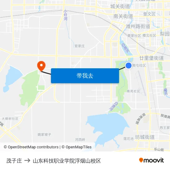 茂子庄 to 山东科技职业学院浮烟山校区 map