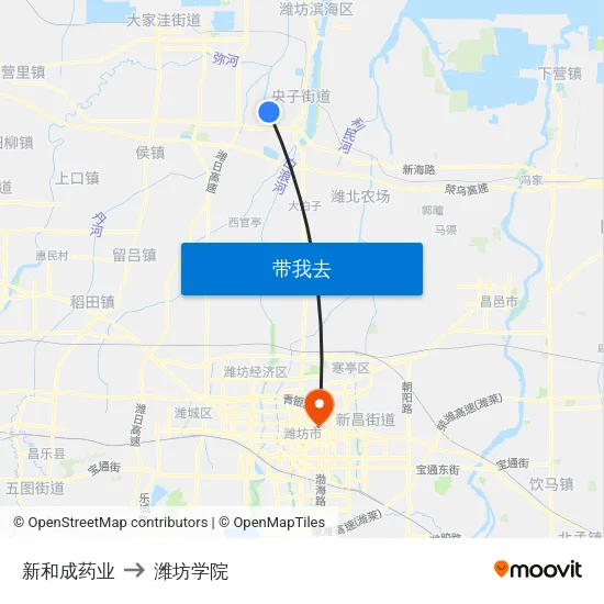 新和成药业 to 潍坊学院 map
