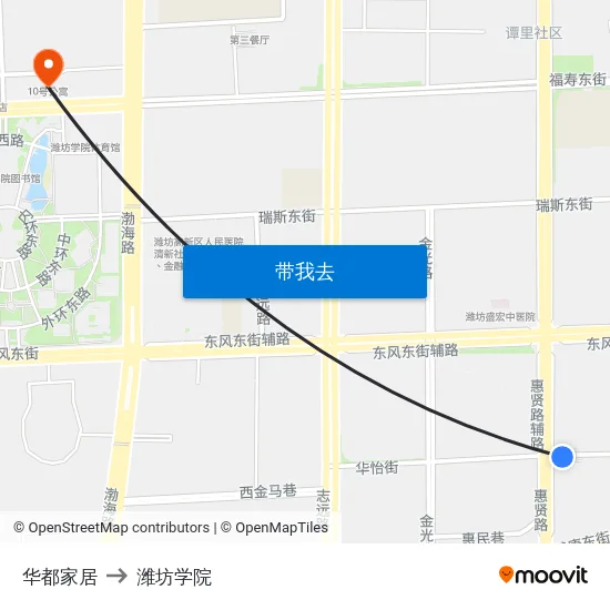 华都家居 to 潍坊学院 map