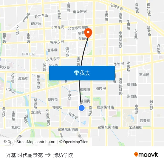 万基·时代丽景苑 to 潍坊学院 map