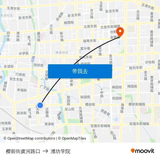 樱前街虞河路口 to 潍坊学院 map