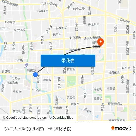 第二人民医院(胜利街) to 潍坊学院 map