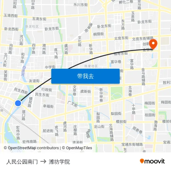 人民公园南门 to 潍坊学院 map