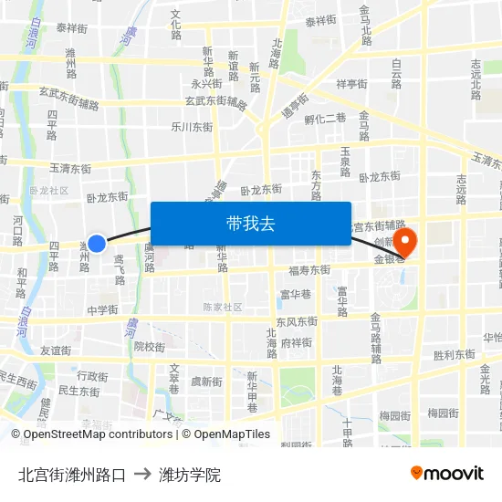 北宫街潍州路口 to 潍坊学院 map