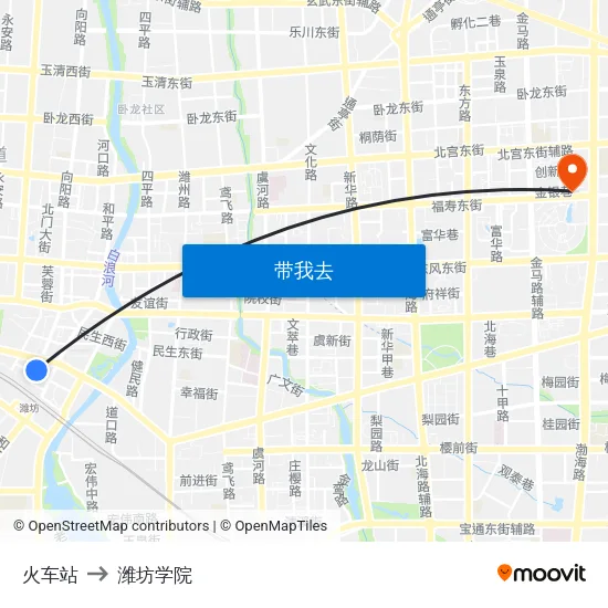 火车站 to 潍坊学院 map