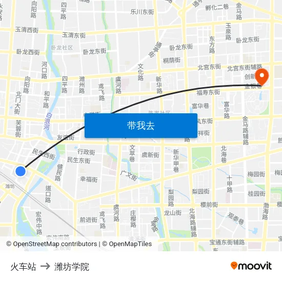 火车站 to 潍坊学院 map