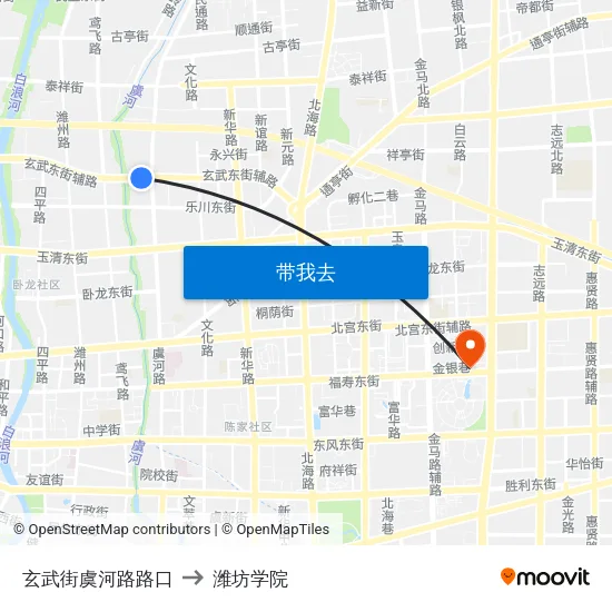 玄武街虞河路路口 to 潍坊学院 map
