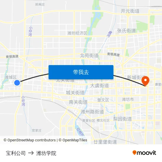 宝利公司 to 潍坊学院 map