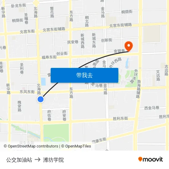 公交加油站 to 潍坊学院 map