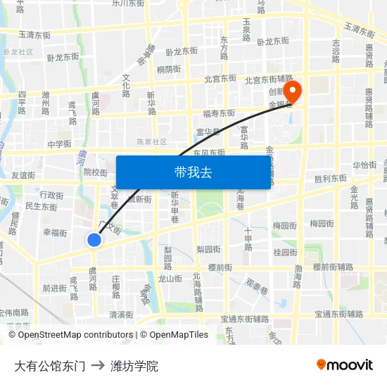 大有公馆东门 to 潍坊学院 map