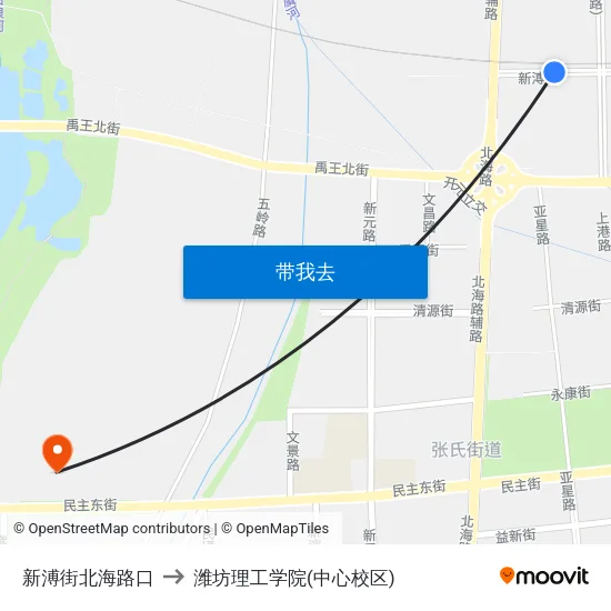 新溥街北海路口 to 潍坊理工学院(中心校区) map