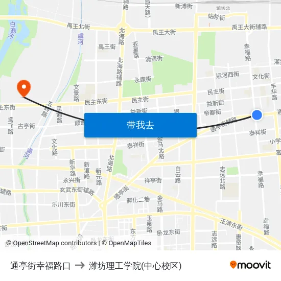 通亭街幸福路口 to 潍坊理工学院(中心校区) map