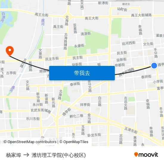 杨家埠 to 潍坊理工学院(中心校区) map