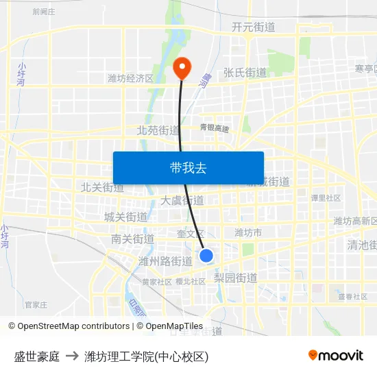 盛世豪庭 to 潍坊理工学院(中心校区) map