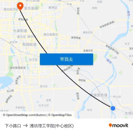 下小路口 to 潍坊理工学院(中心校区) map