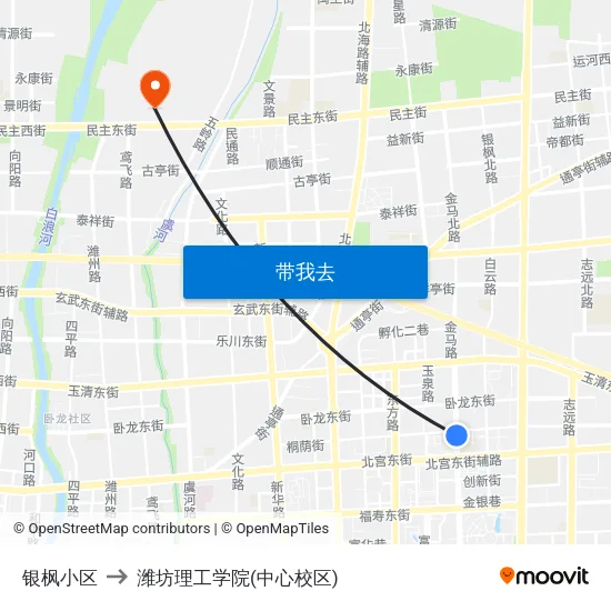 银枫小区 to 潍坊理工学院(中心校区) map
