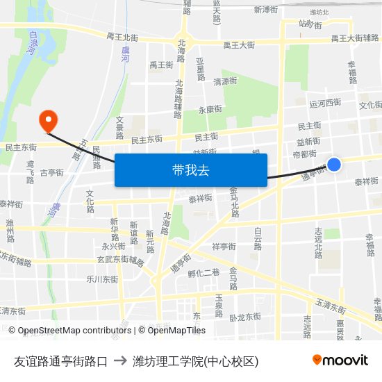 友谊路通亭街路口 to 潍坊理工学院(中心校区) map