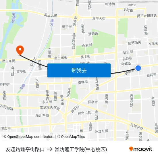 友谊路通亭街路口 to 潍坊理工学院(中心校区) map