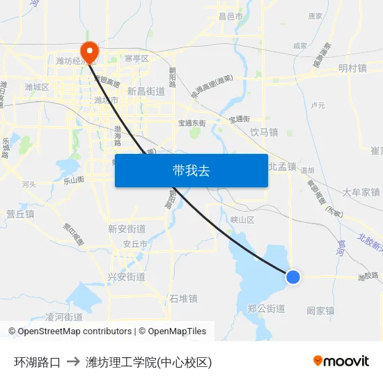 环湖路口 to 潍坊理工学院(中心校区) map
