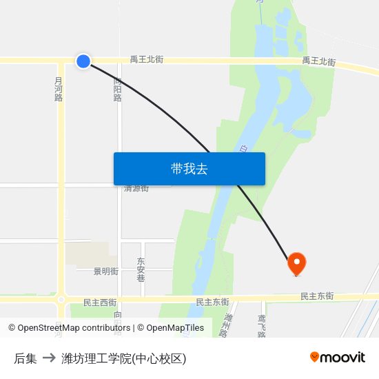后集 to 潍坊理工学院(中心校区) map