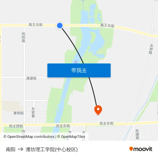 南阳 to 潍坊理工学院(中心校区) map