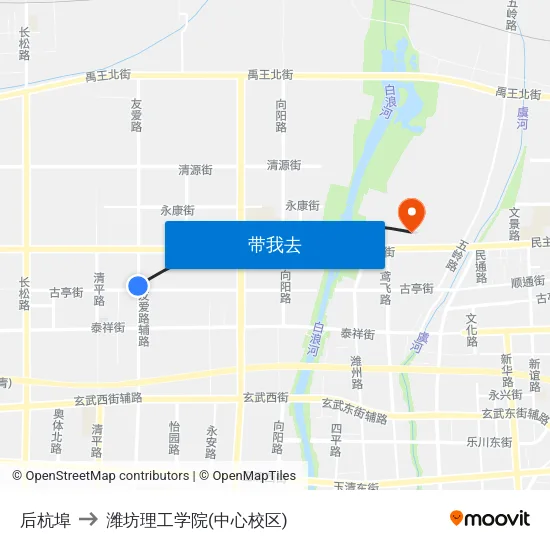 后杭埠 to 潍坊理工学院(中心校区) map