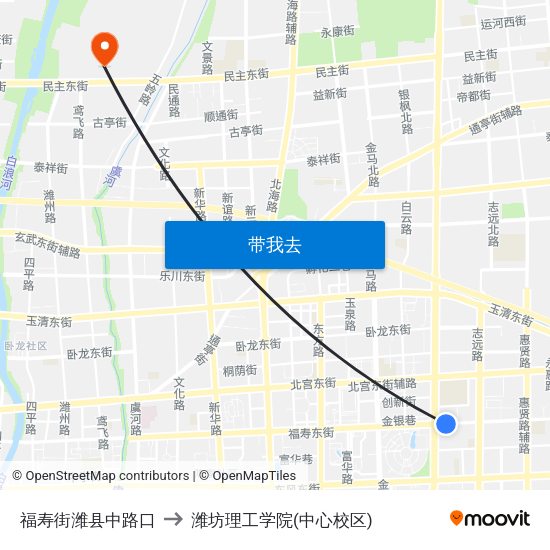 福寿街潍县中路口 to 潍坊理工学院(中心校区) map
