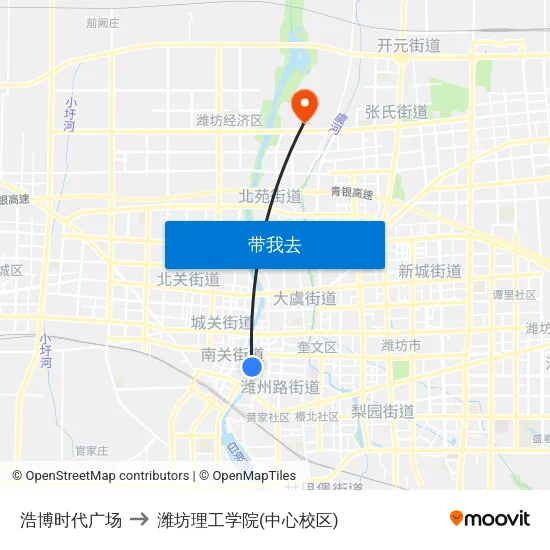 浩博时代广场 to 潍坊理工学院(中心校区) map